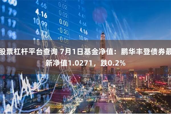 股票杠杆平台查询 7月1日基金净值：鹏华丰登债券最新净值1.0271，跌0.2%