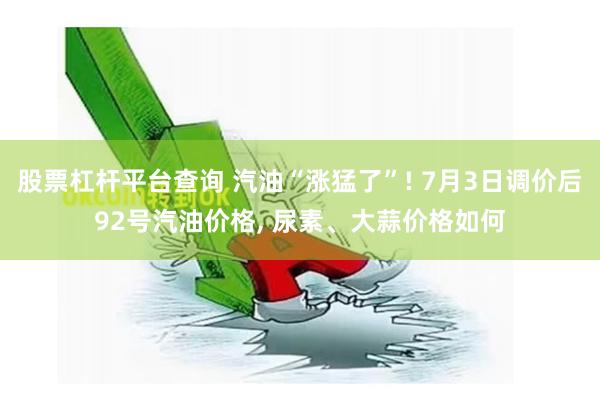 股票杠杆平台查询 汽油“涨猛了”! 7月3日调价后92号汽油价格, 尿素、大蒜价格如何