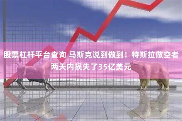 股票杠杆平台查询 马斯克说到做到！特斯拉做空者两天内损失了35亿美元