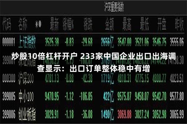 炒股10倍杠杆开户 233家中国企业出口出海调查显示：出口订